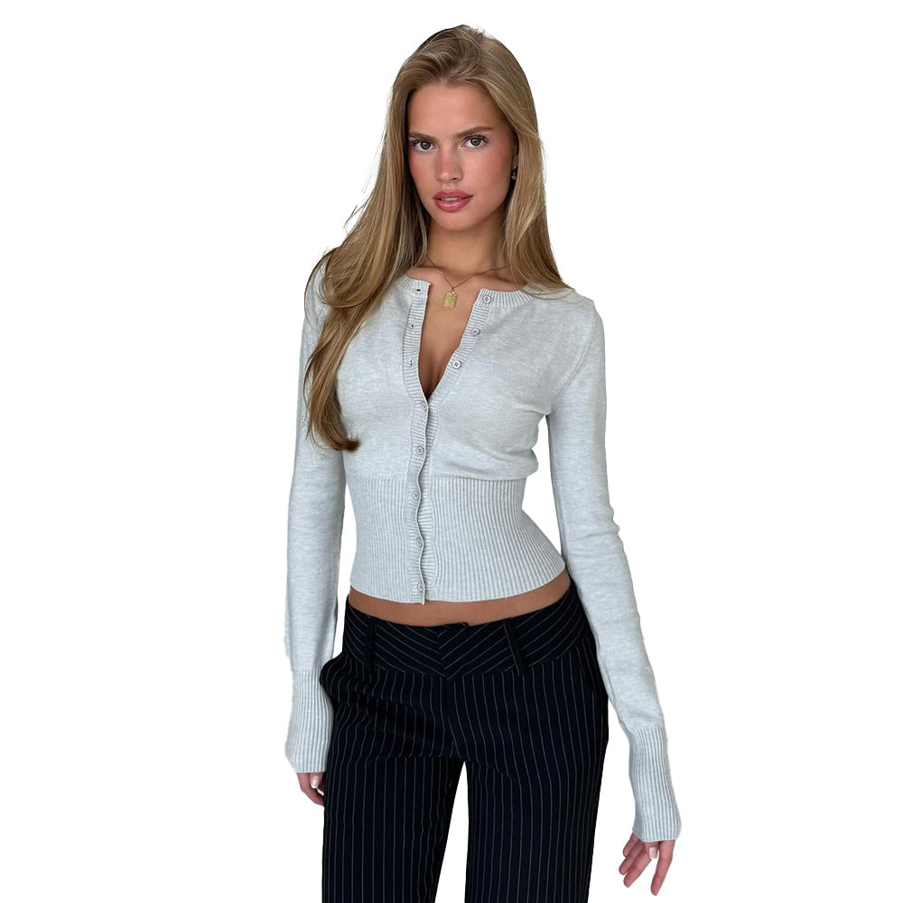 Slim-Fit Strickpullover Damen – Langarm Rundhals in 10 Farben