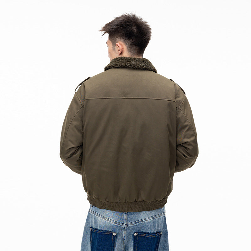 Herren Vintage Lapel Jacke Zweiteilig – Dicke Baumwolljacke Streetwear