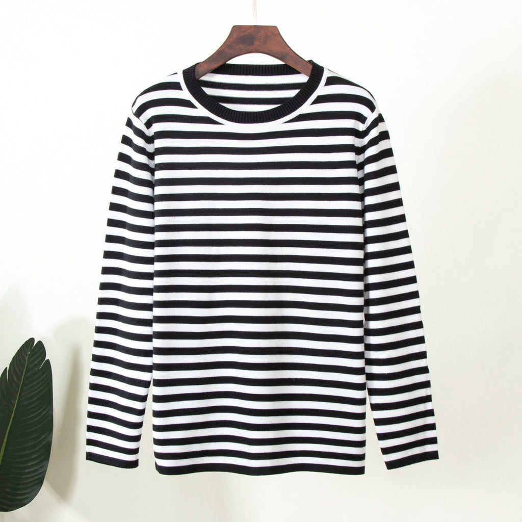 Damen Streifenpullover mit Rundhals – Locker & Casual