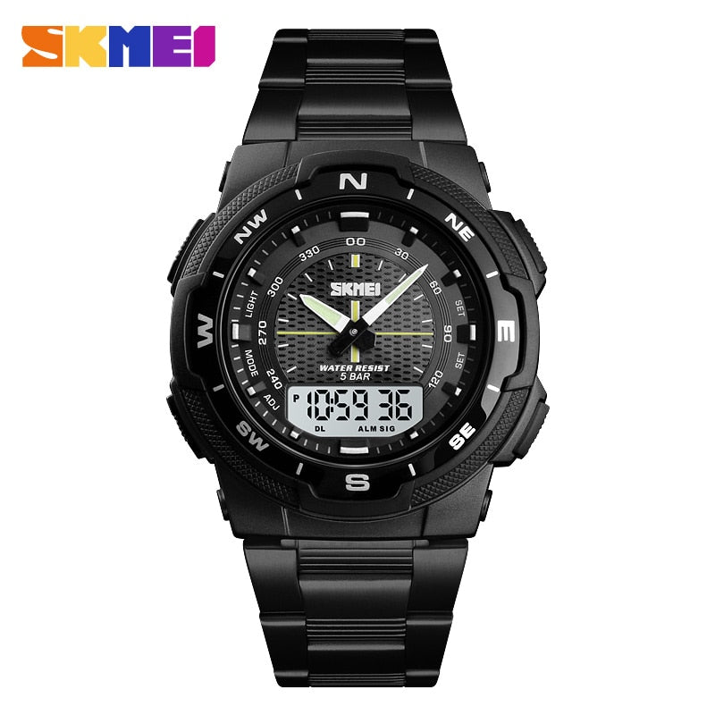 SKMEI Herren Sportuhr Quartz – Wasserdicht bis 50M mit Edelstahlarmband