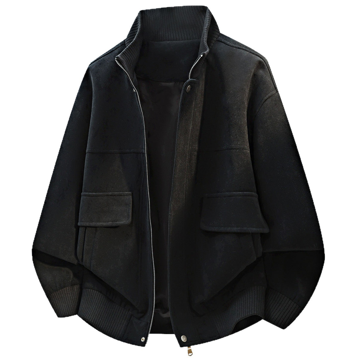 Herren Workwear Jacke – Vintage Teddystoff, Stehkragen