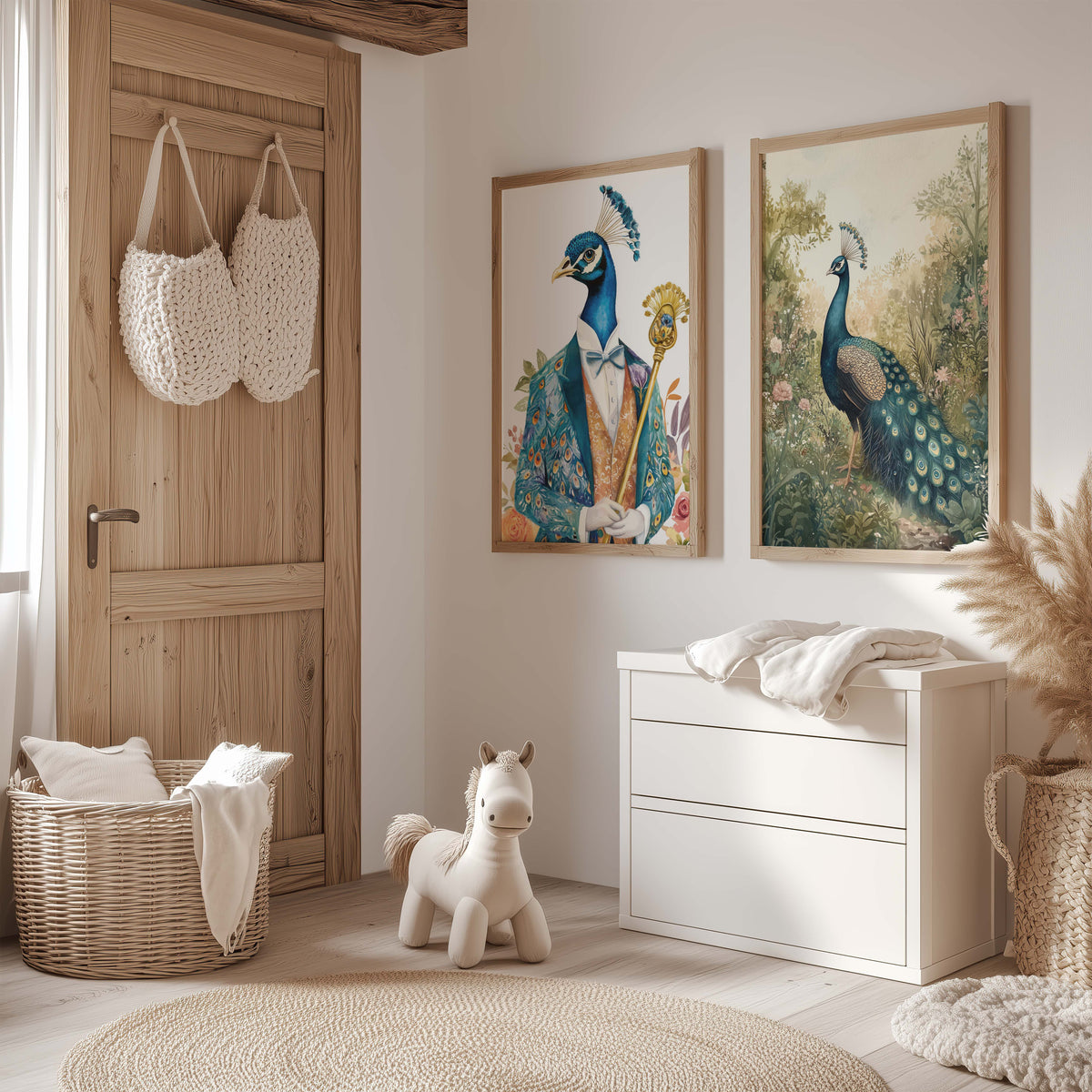Blauer Pfau Poster · Geschenkidee · Vintage Tier Illustration Style Design · Elegante Wandkunst · Print ohne Rahmen