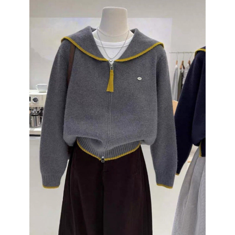 Damen Strickjacke Farbblock – Locker, Warm & Stylish