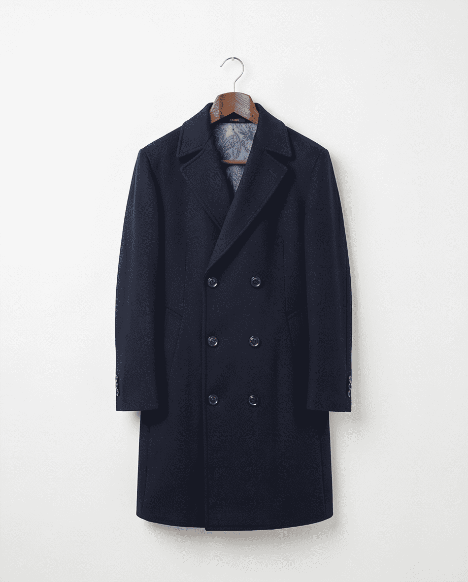 Klassischer Doppelreiher Wollmantel – 50% Wolle, Größen 36–50