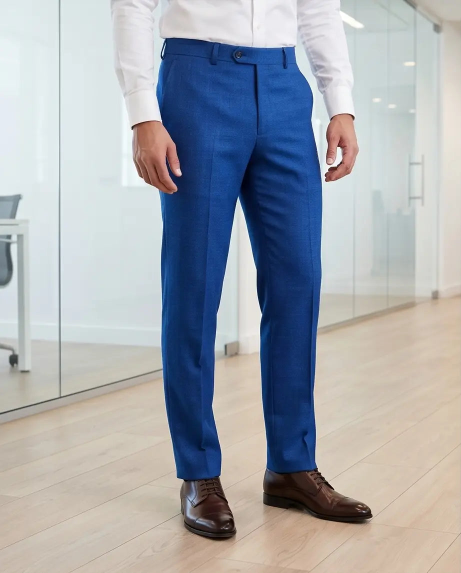 Herrenhose Kobaltblau Tailored Wollmix – Slim Fit