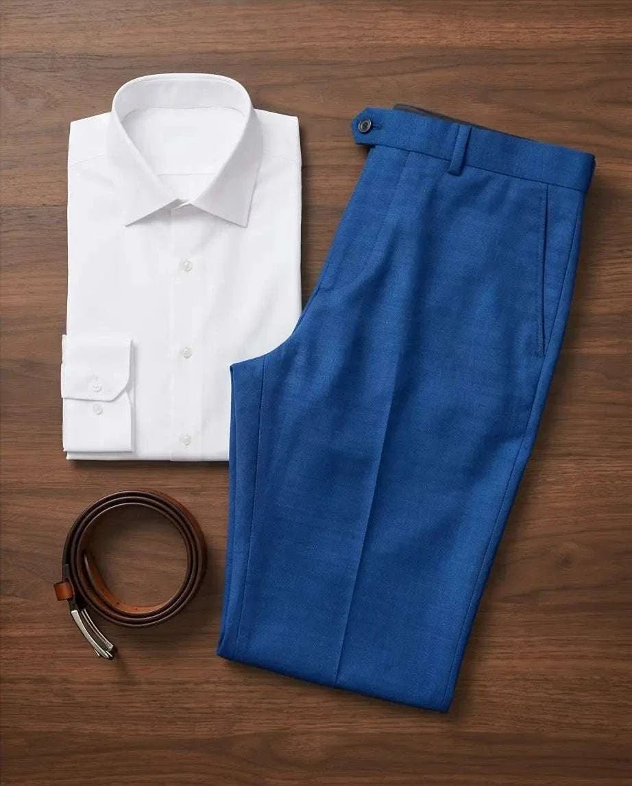 Herrenhose Kobaltblau Tailored Wollmix – Slim Fit