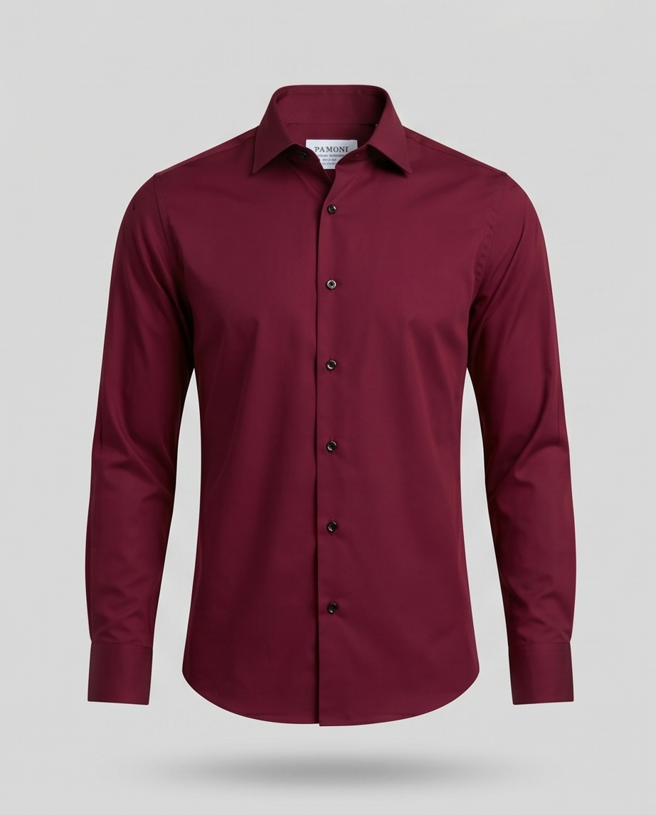 Herrenhemd Slim Fit Burgund Oxford – 100% Baumwolle
