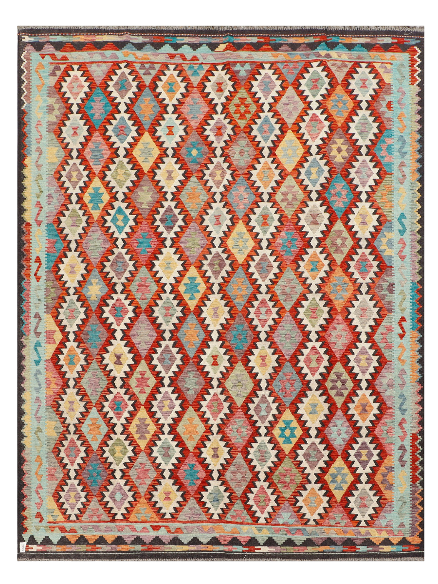 Maimana Kilim – Handgewebter Wollteppich, 343 × 260 cm | Unikat aus Afghanistan