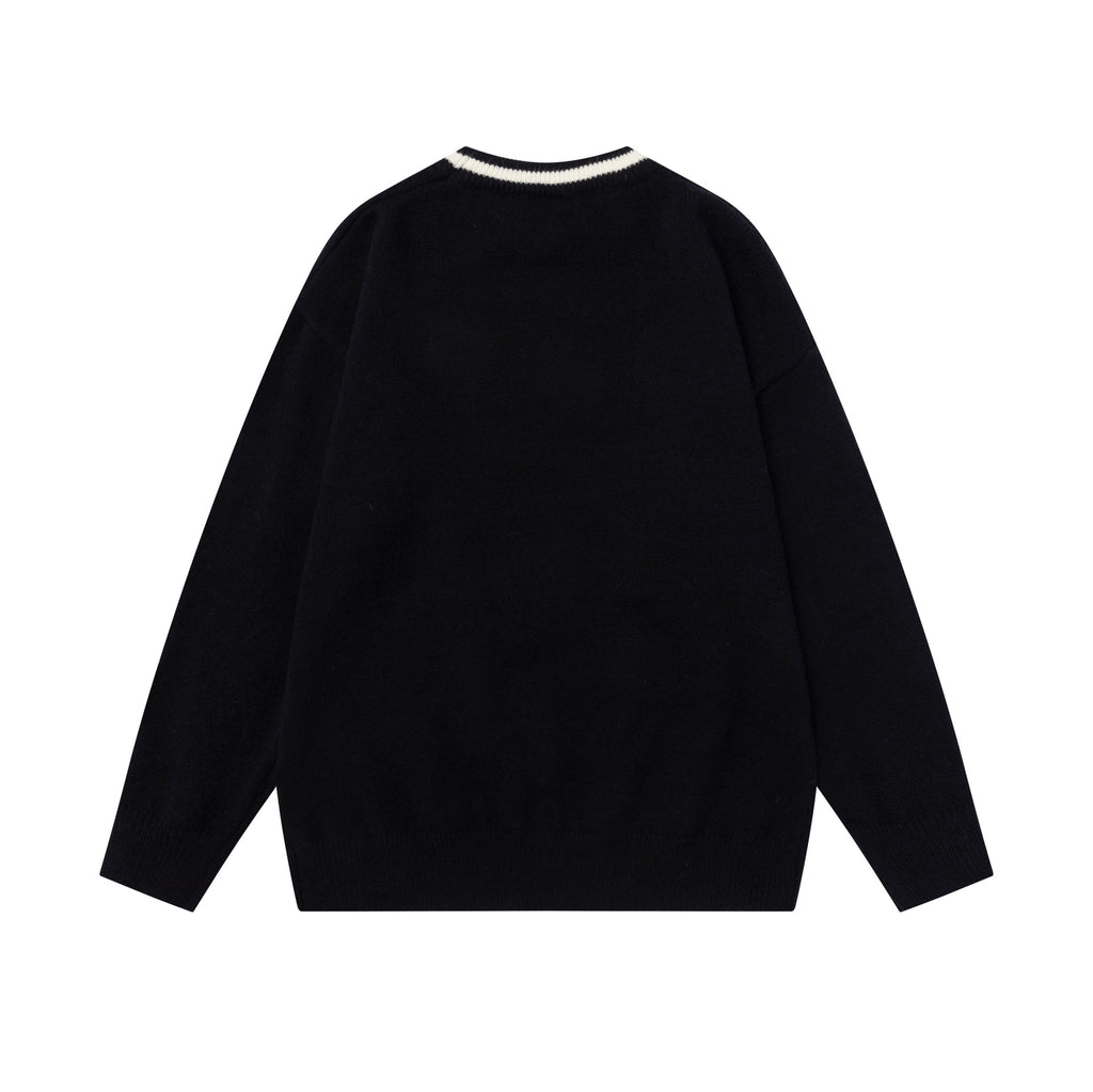 Hunde-Pullover mit Muster – Schwarz & Blau, S–XL