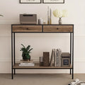 Brauner Wohnzimmertisch mit Regal & 2 Schubladen – Modernes Design
