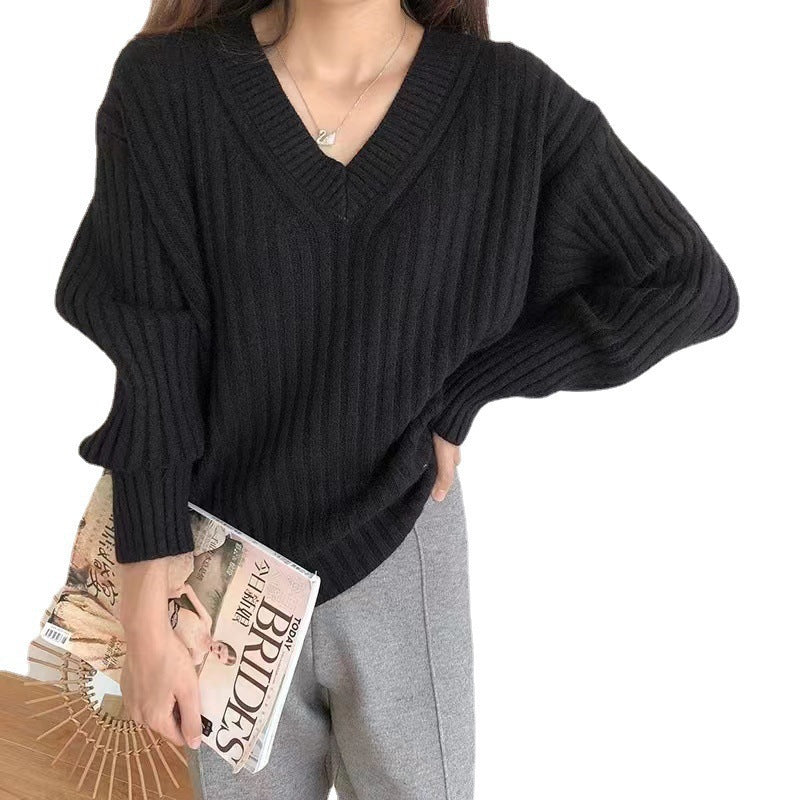 Damen Strickpullover V-Ausschnitt – Locker & Vielseitig