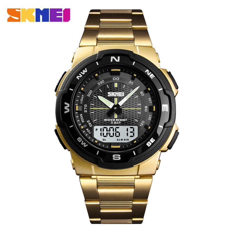 SKMEI Herren Sportuhr Quartz – Wasserdicht bis 50M mit Edelstahlarmband
