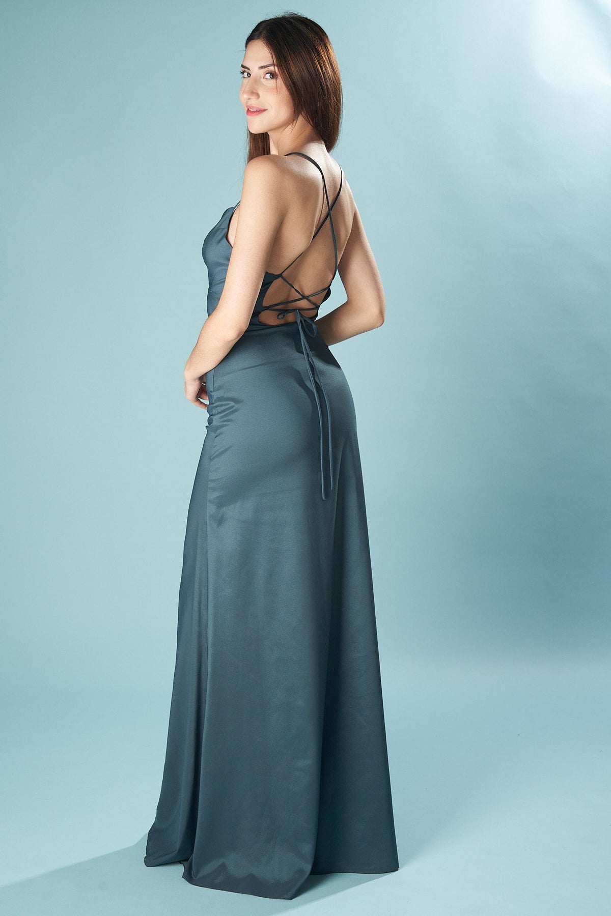 Ibiza Satinkleid – Langes Abendkleid