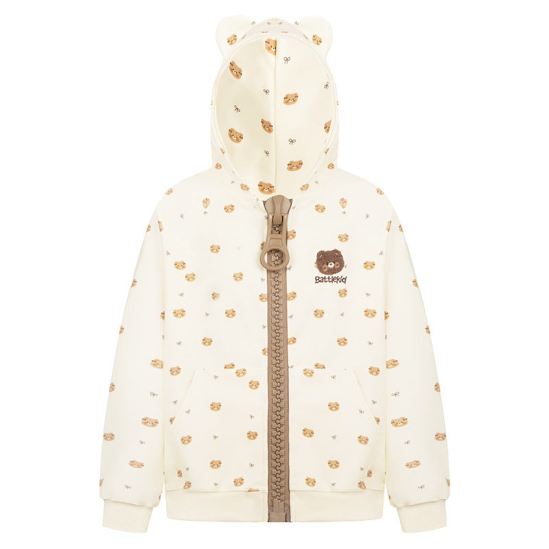 Damen Teddybär Kapuzen-Sweatjacke – Anime Print Cardigan Loose Fit