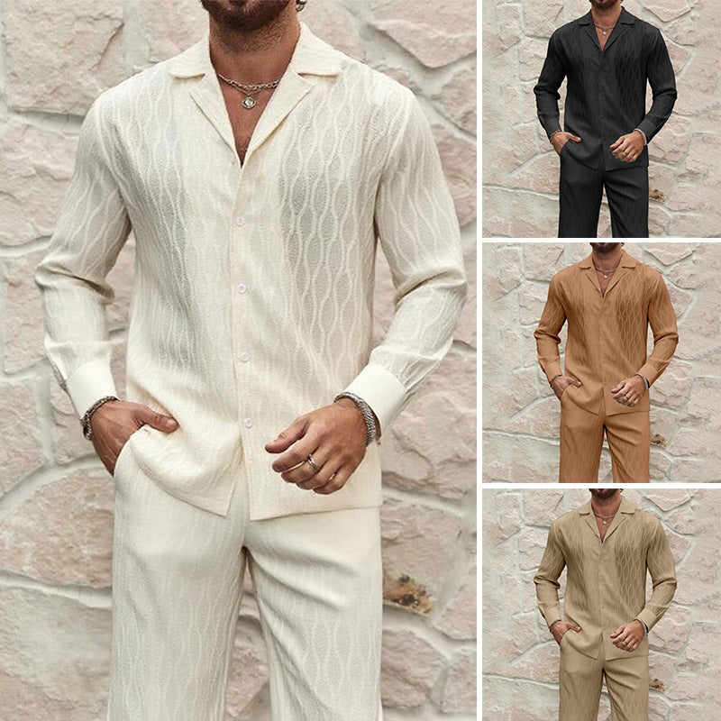 Comfortable Long Sleeve and Long Pants Sports Fashion Set for Men, Casual Autumn/Winter Outfit