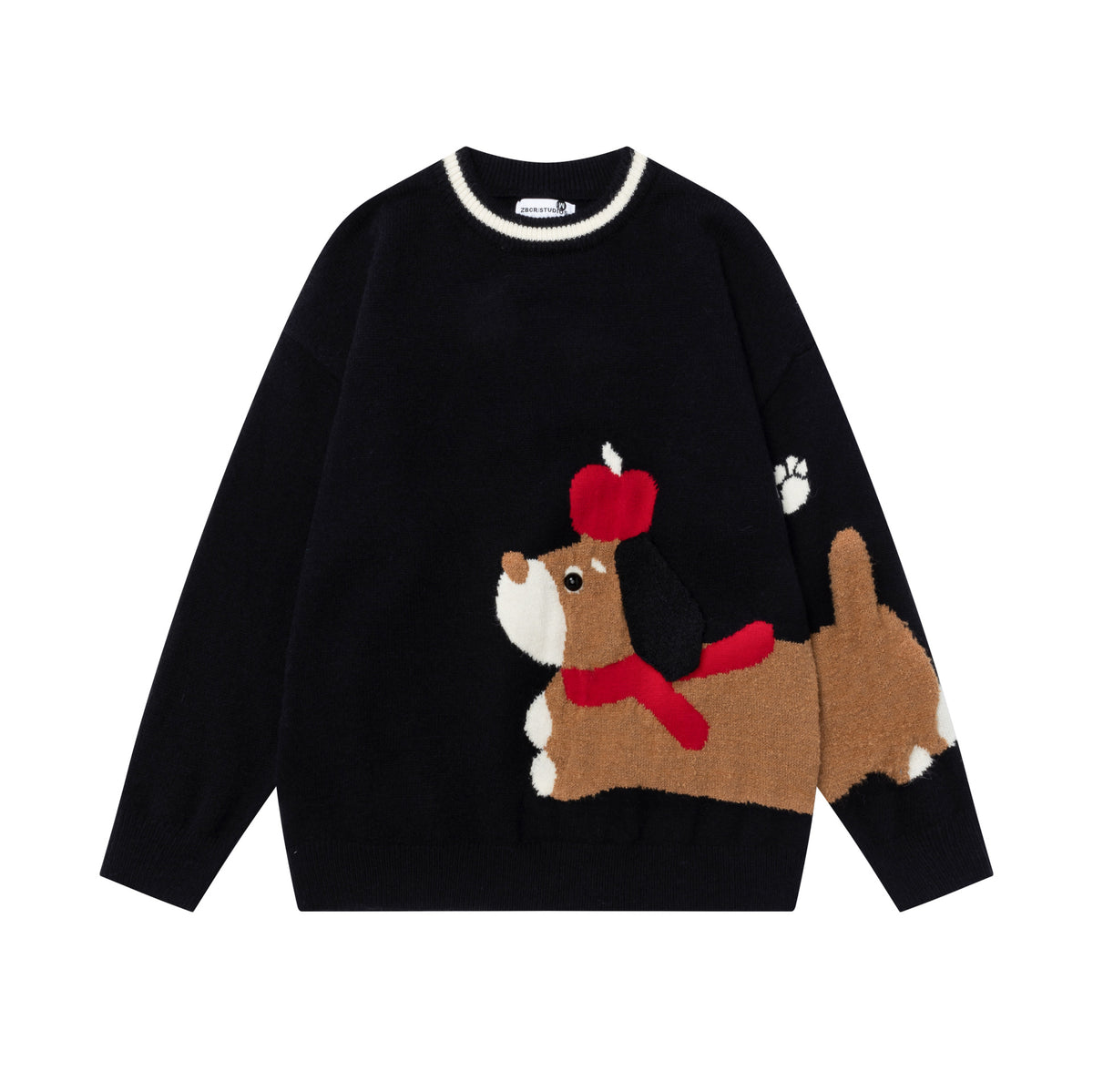 Hunde-Pullover mit Muster – Schwarz & Blau, S–XL