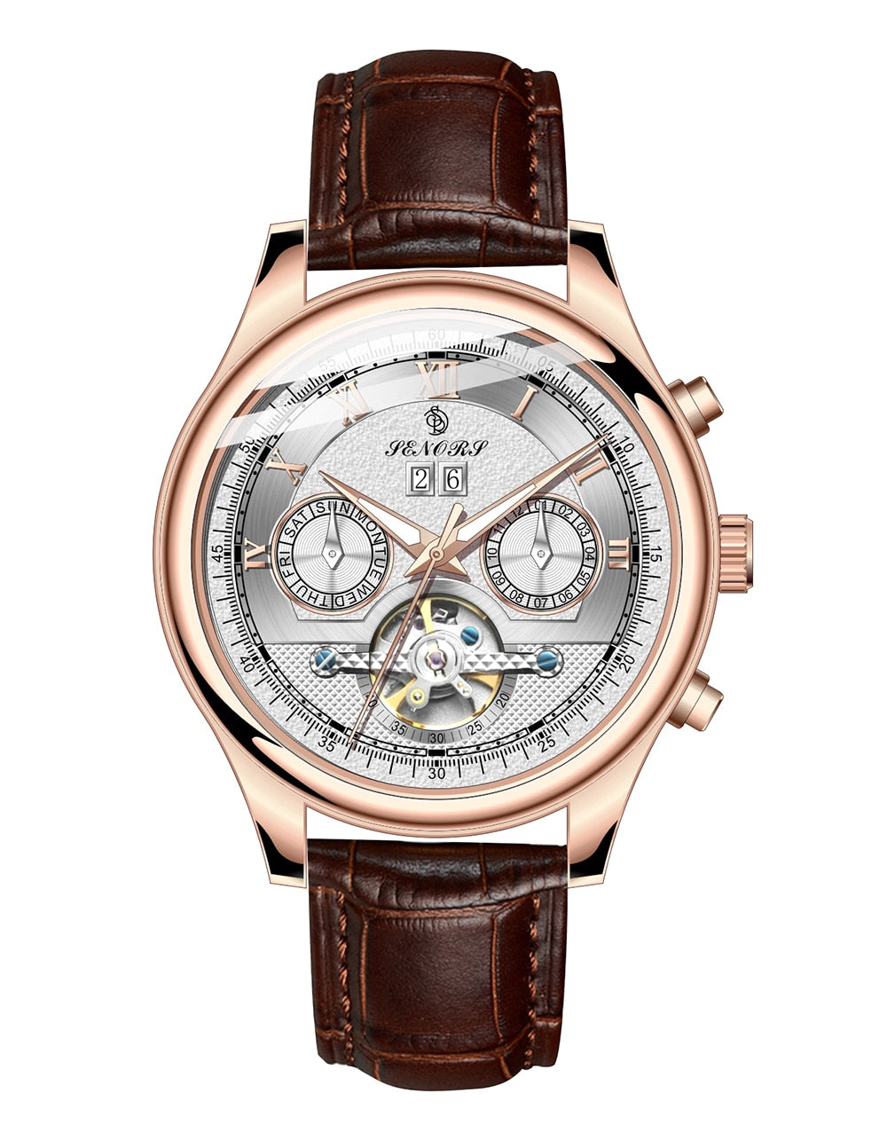 SenorsSN170 Automatische Herrenuhr – Luxus Militär Lederarmband Chronograph