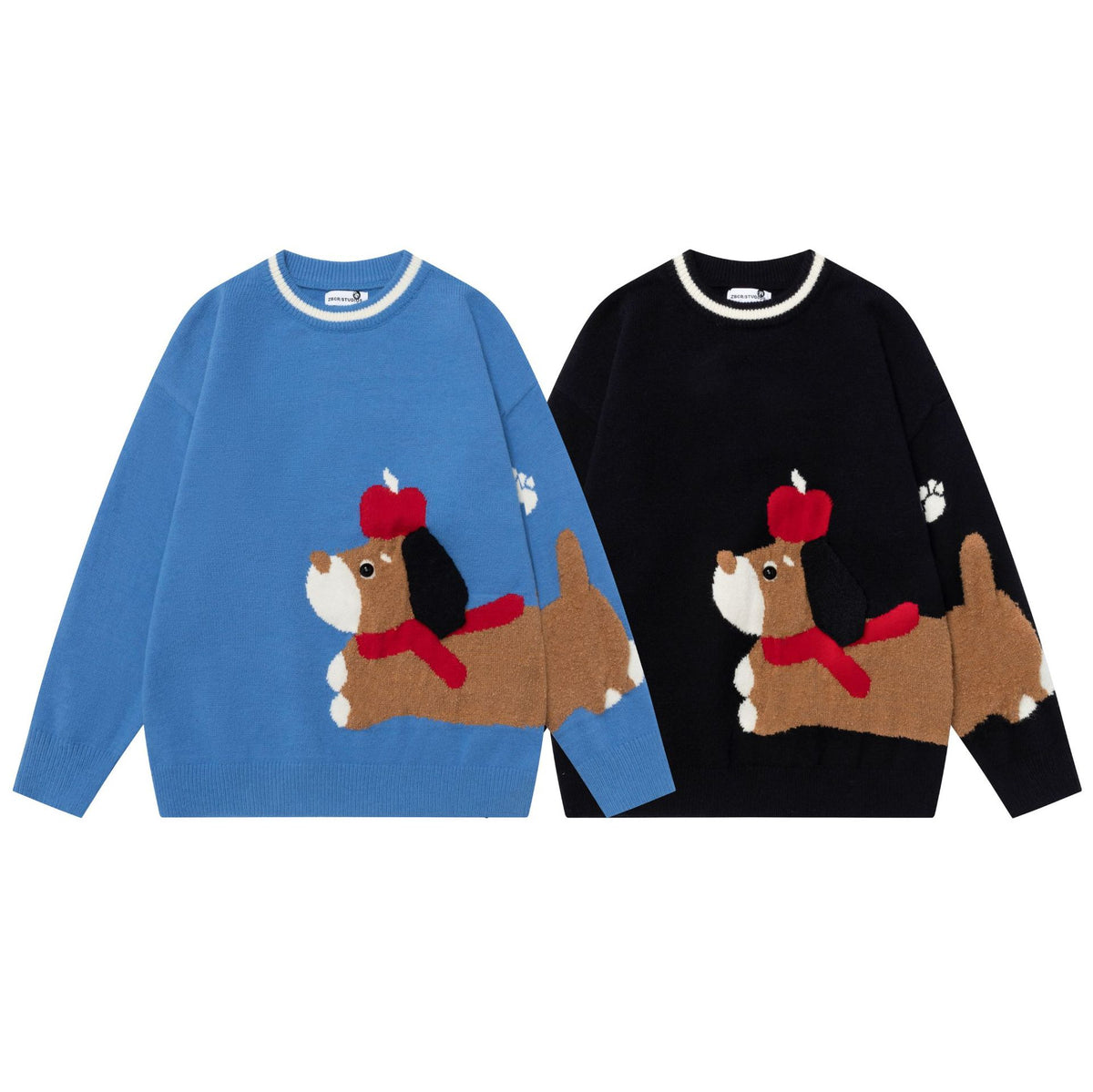 Hunde-Pullover mit Muster – Schwarz & Blau, S–XL