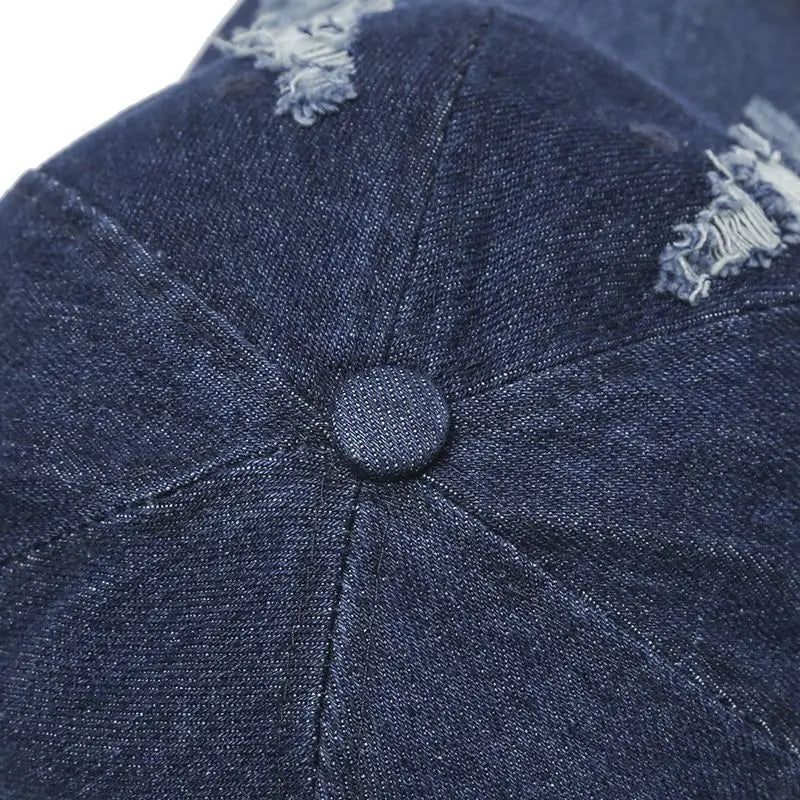 Vintage Baseball Cap – Washed Denim Distressed | Damen & Herren Dad Cap