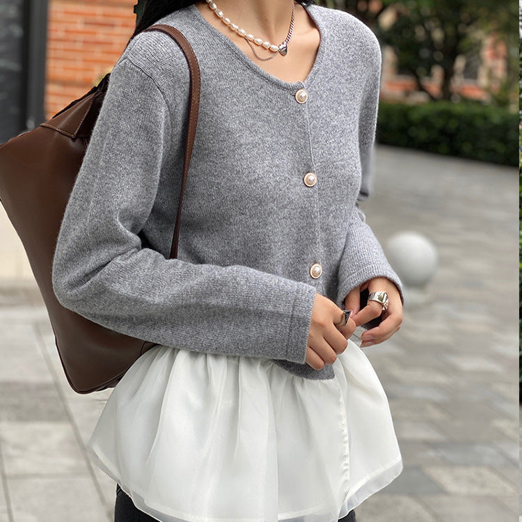 Round neck cardigan sweater