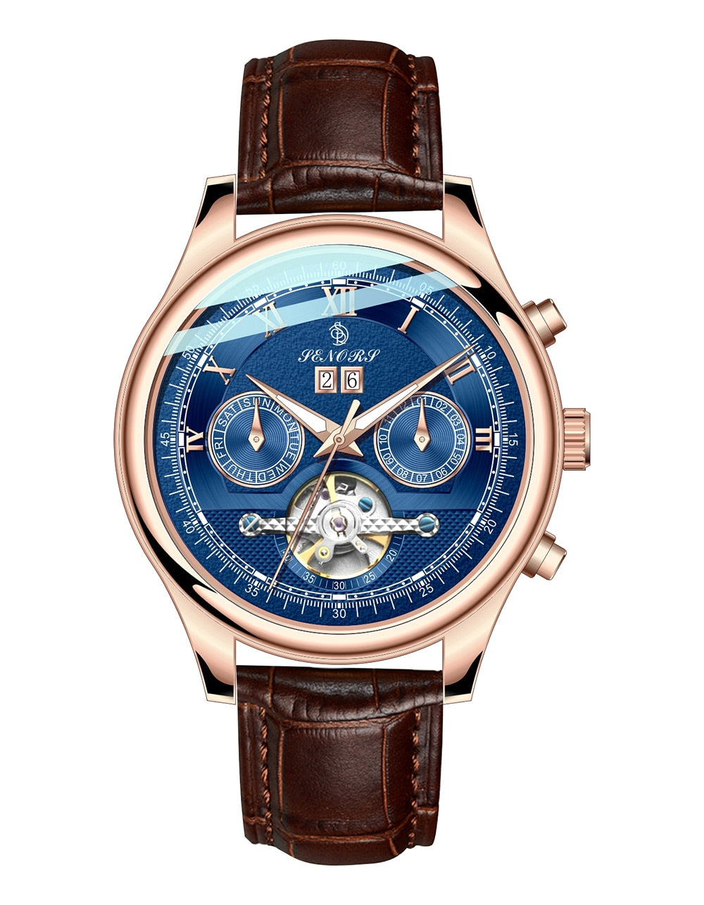 SenorsSN170 Automatische Herrenuhr – Luxus Militär Lederarmband Chronograph