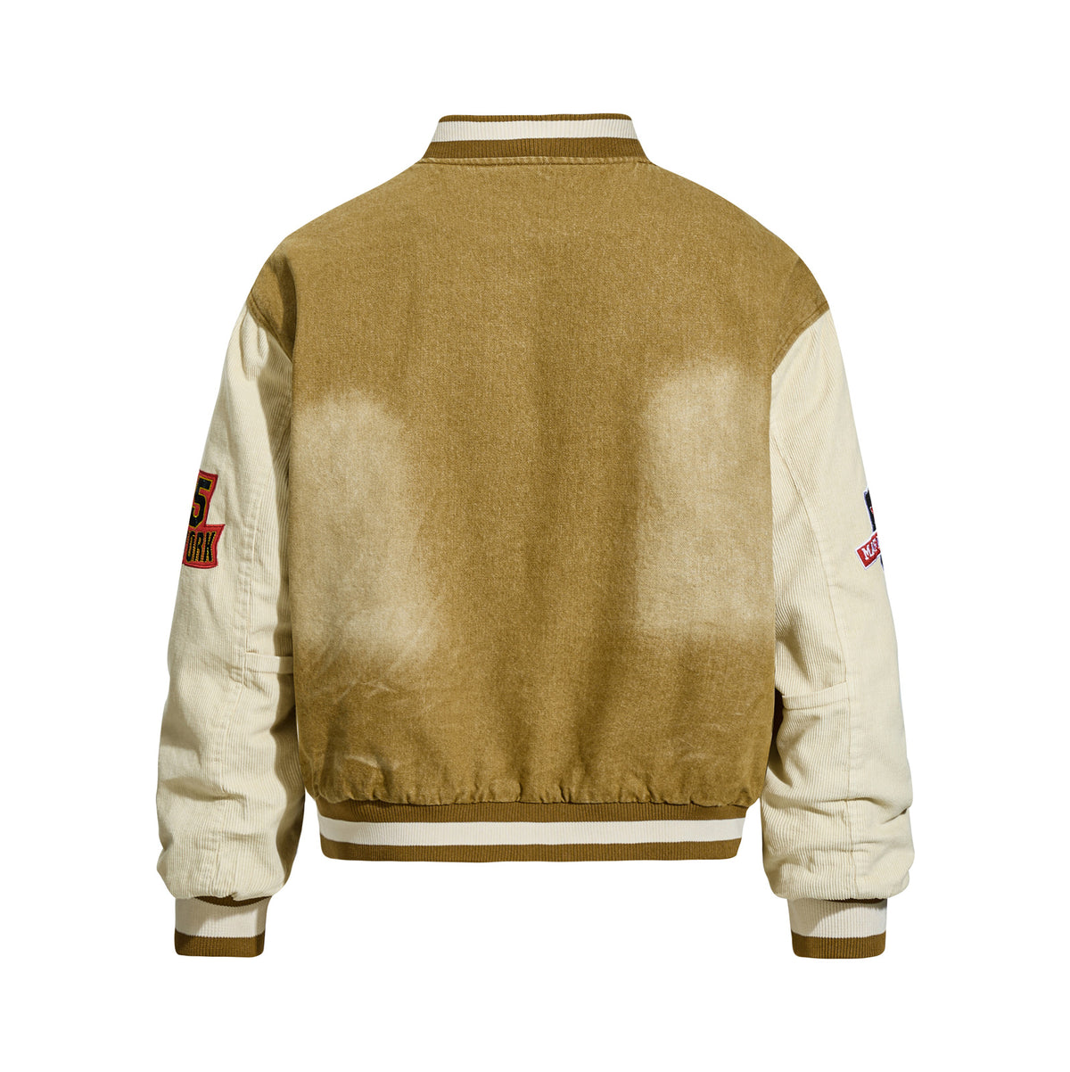 Vintage Distressed Letter Embroidery Jacket for Men and Women, Casual Warm Fashion Cotton Coat Outerwear