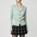 Green Cable Knit Cardigan for Women,Waist-Cinching Slim Fit Short Sweater Top