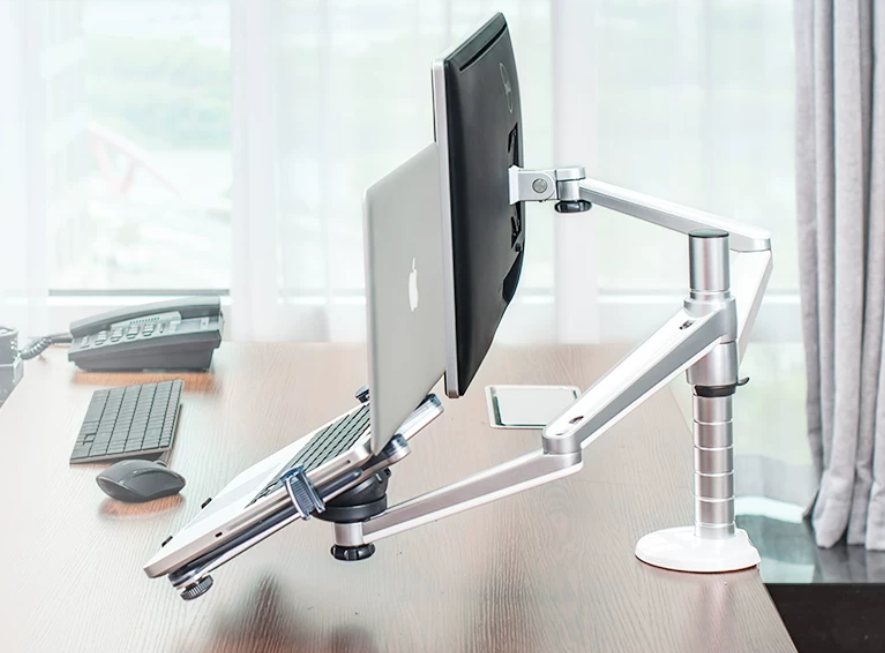 Aluminium Monitorarm & Laptop-Ständer – Doppelarm, Dual Screen
