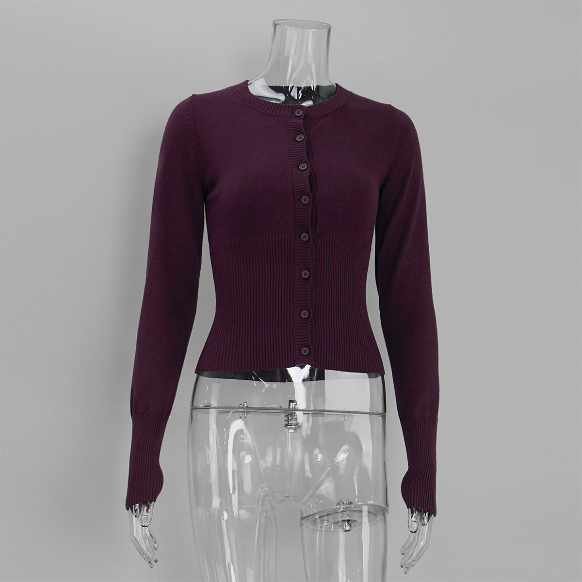 Slim-Fit Strickpullover Damen – Langarm Rundhals in 10 Farben
