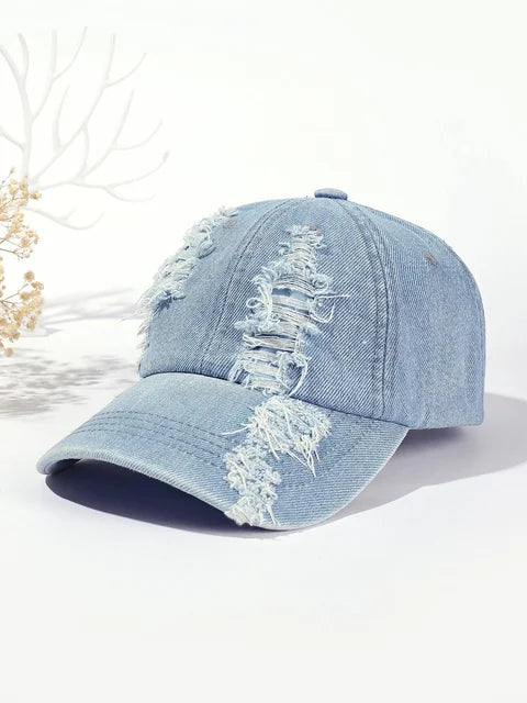 Vintage Baseball Cap – Washed Denim Distressed | Damen & Herren Dad Cap