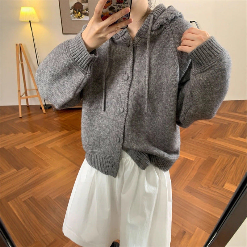 Weiche Strickjacke Damen – Oversize Cardigan mit Kapuze in 5 Farben