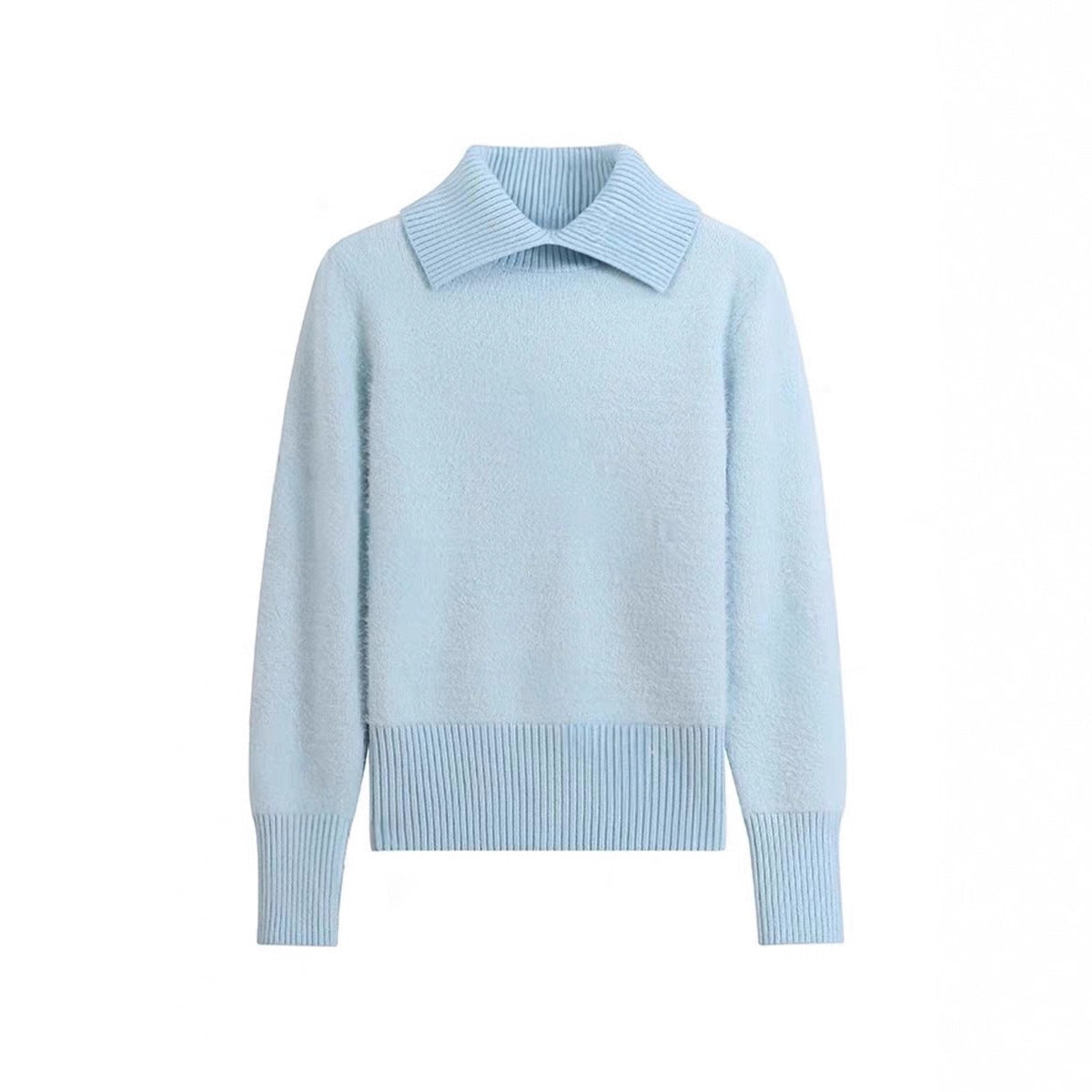 Damen Strickpullover mit Umlegekragen – Warm & Bequem
