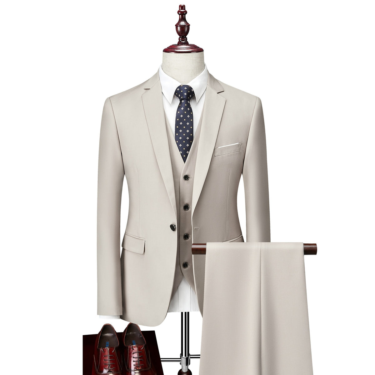 3 piece men's wedding suits fashion men's slim solid color business office suit sets large size men Blazer+ pants + vest