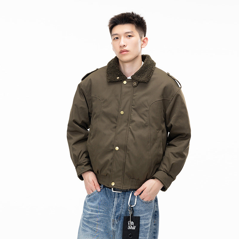 Herren Vintage Lapel Jacke Zweiteilig – Dicke Baumwolljacke Streetwear