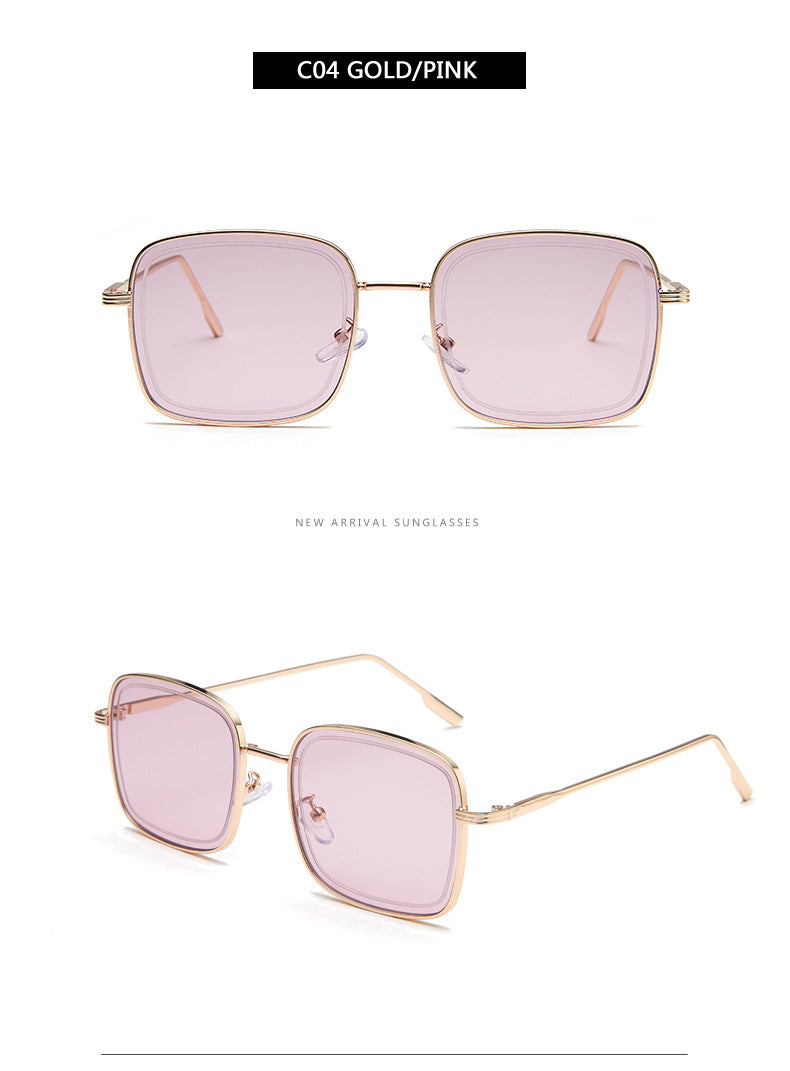 New Korean Style Fashion Metal Square Sunglasses Men And Women Transparent Trend All-Match Sunglasses