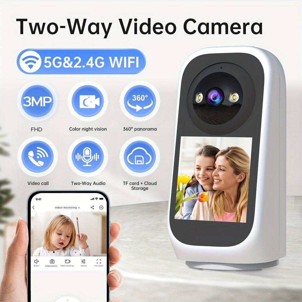 Innen 3MP PTZ WLAN Überwachungskamera – HD, Nachtsicht & 2-Wege-Audio
