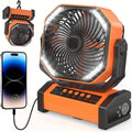 Campingventilator mit LED-Laterne & Haken – 20000mAh Akku, Orange