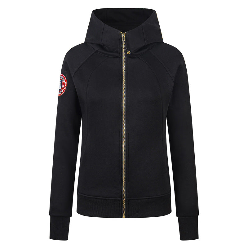 Damen Slim Fit Kapuzen-Sweatjacke – Reissverschluss Hoodie mit Letter-Print
