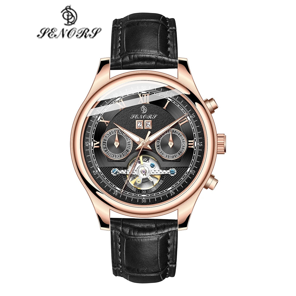 SenorsSN170 Automatische Herrenuhr – Luxus Militär Lederarmband Chronograph