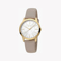 Esprit Damen-Armbanduhr | Beiges Lederband | Silbernes Zifferblatt | 32mm