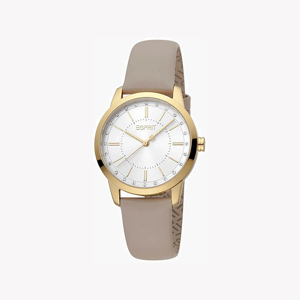 Esprit Damen-Armbanduhr | Beiges Lederband | Silbernes Zifferblatt | 32mm