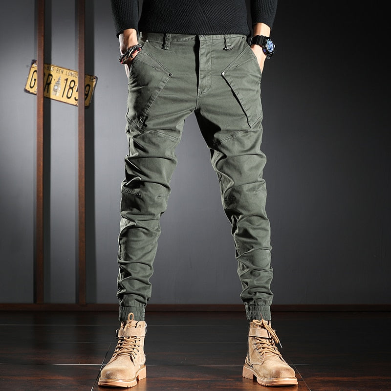 Newly Designer Fashion Men Jeans High Quality Spliced Patchwork Casual Cargo Pants Streetwear Hip Hop Joggers Harem Trousers