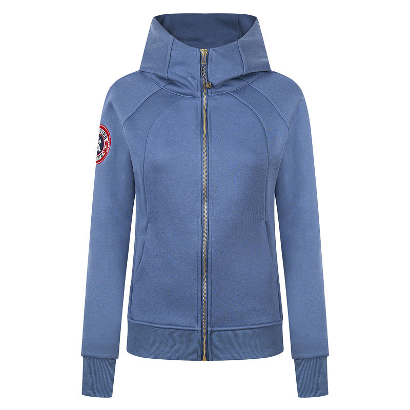 Damen Slim Fit Kapuzen-Sweatjacke – Reissverschluss Hoodie mit Letter-Print