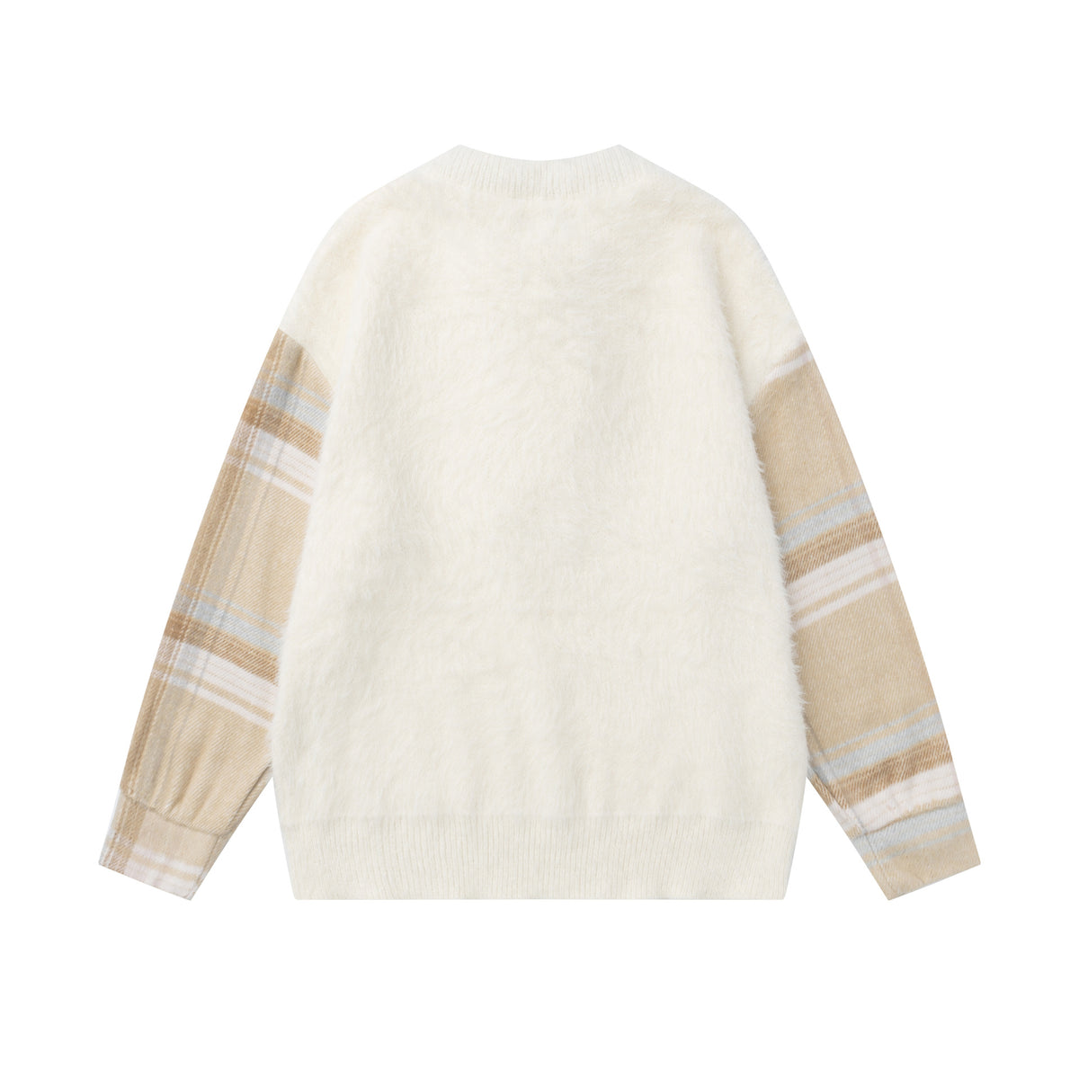 Damen Pullover Karo-Muster mit Schleife – Baumwolle, Pink & Apricot, S–XL