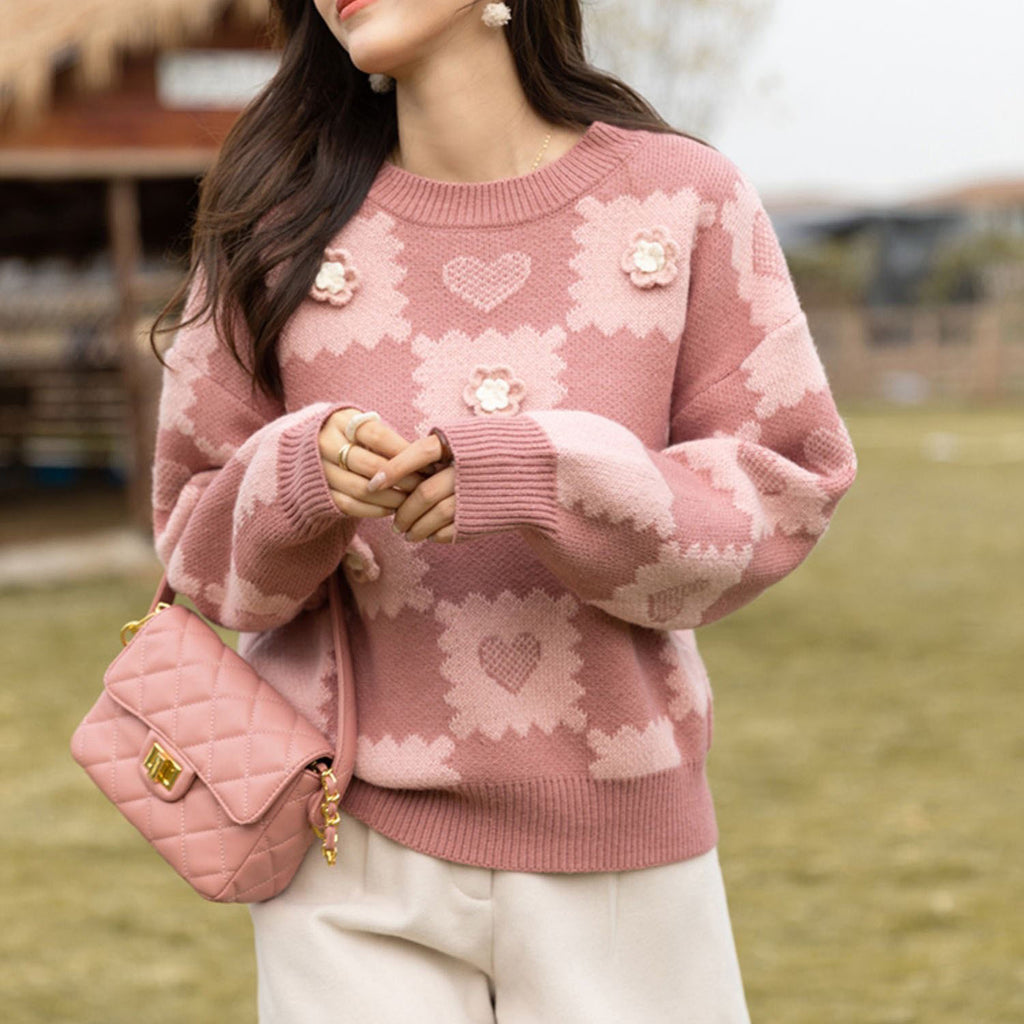 Locker geschnittener Strickpullover mit Rundhalsausschnitt