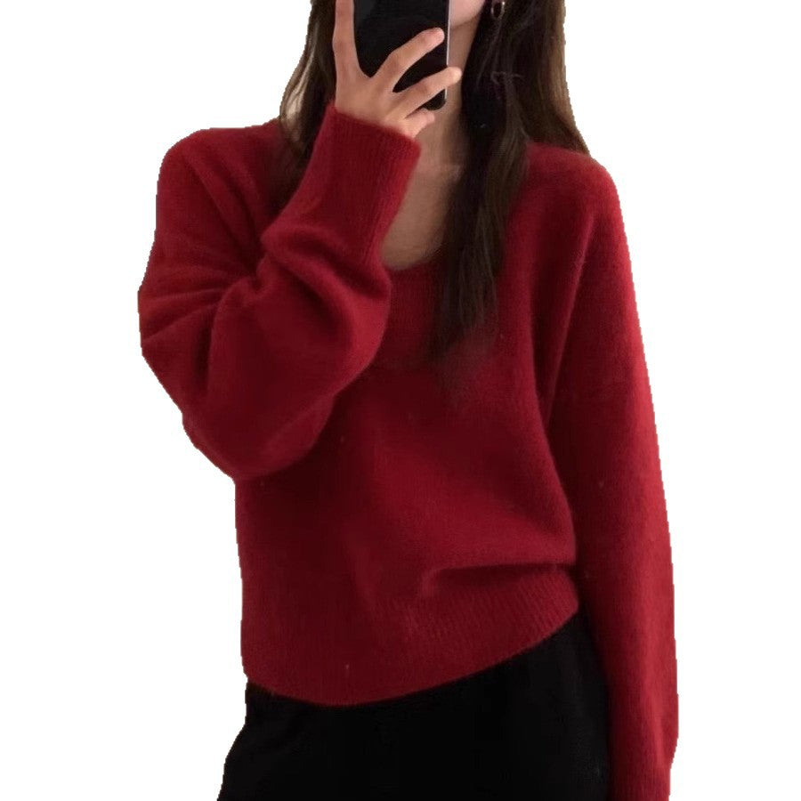 Damen Pullover mit V-Ausschnitt – Loose Fit, 6 Farben, One Size