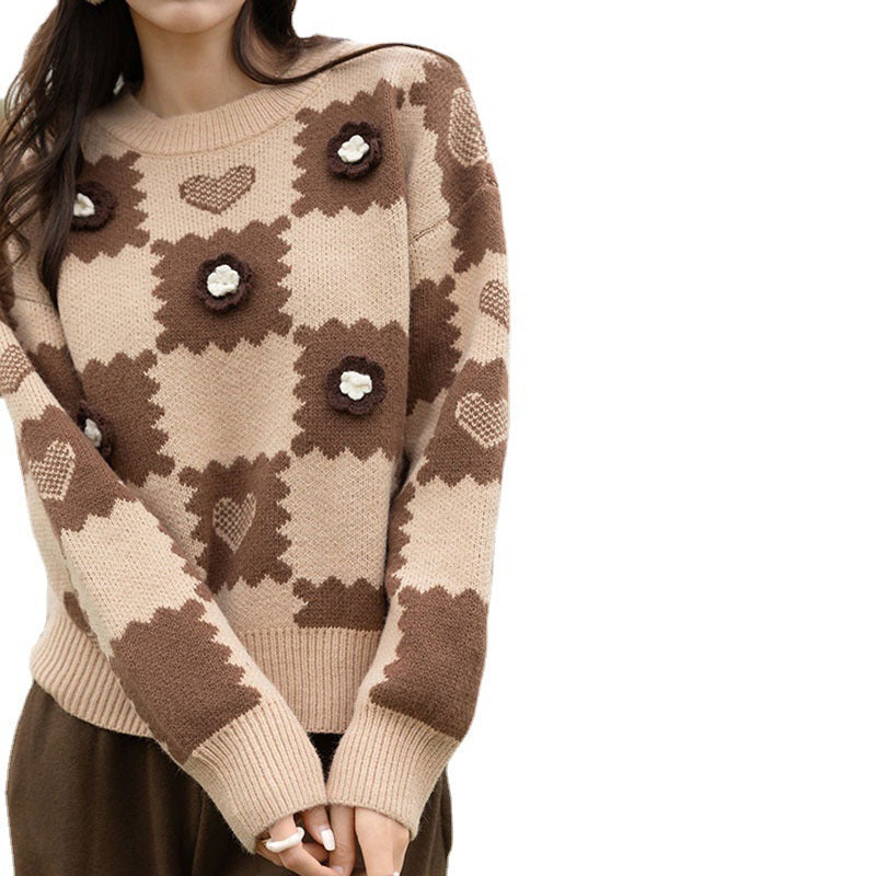 Locker geschnittener Strickpullover mit Rundhalsausschnitt