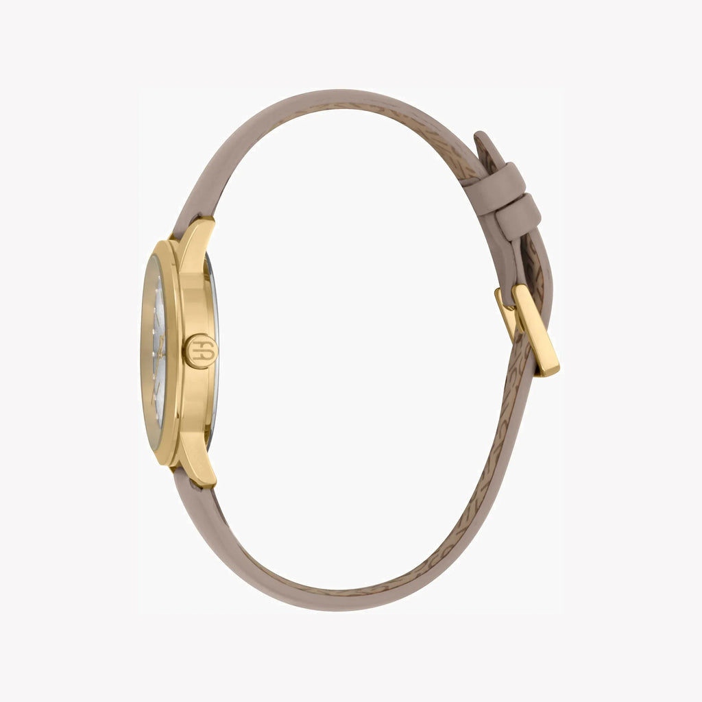 Esprit Damen-Armbanduhr | Beiges Lederband | Silbernes Zifferblatt | 32mm