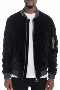 Velour Bomberjacke mit Zipper-Ärmel – Trendiger Streetstyle-Look