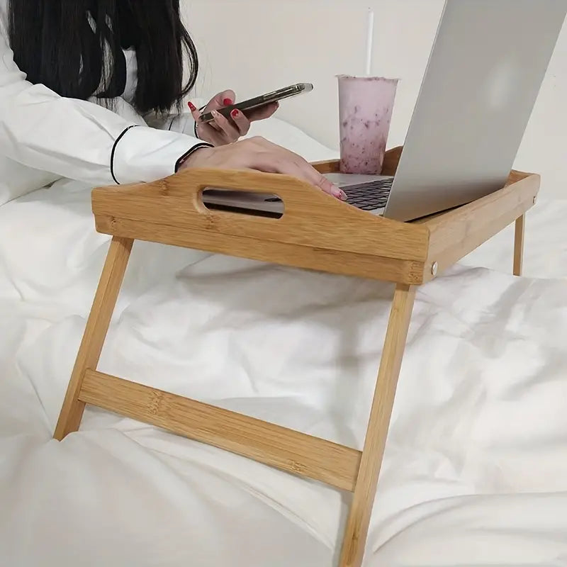Bambus Laptop-Tisch klappbar – Höhenverstellbar, 50x30cm, Natur